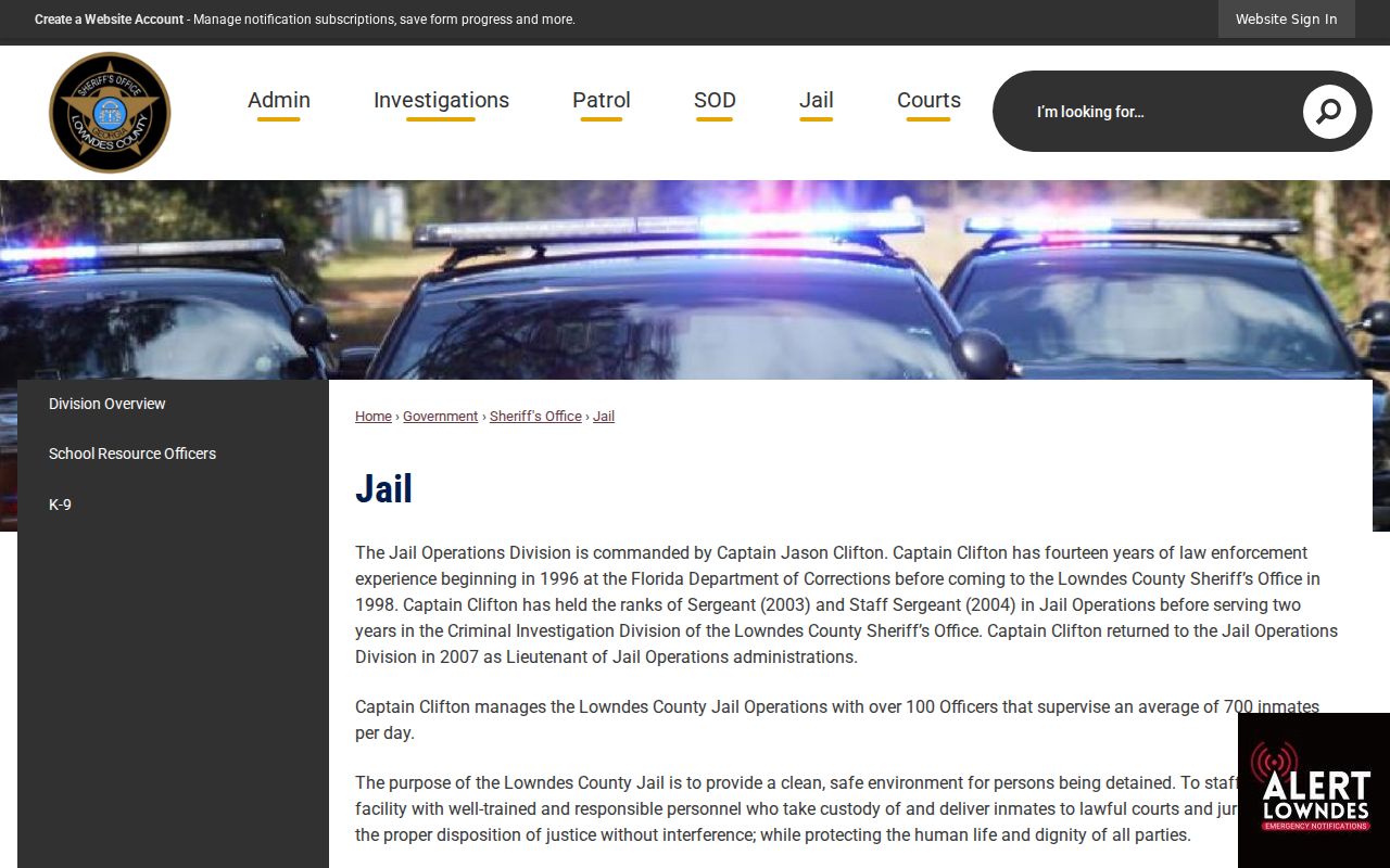 Lowndes County Jail information used after an Echols County arrest