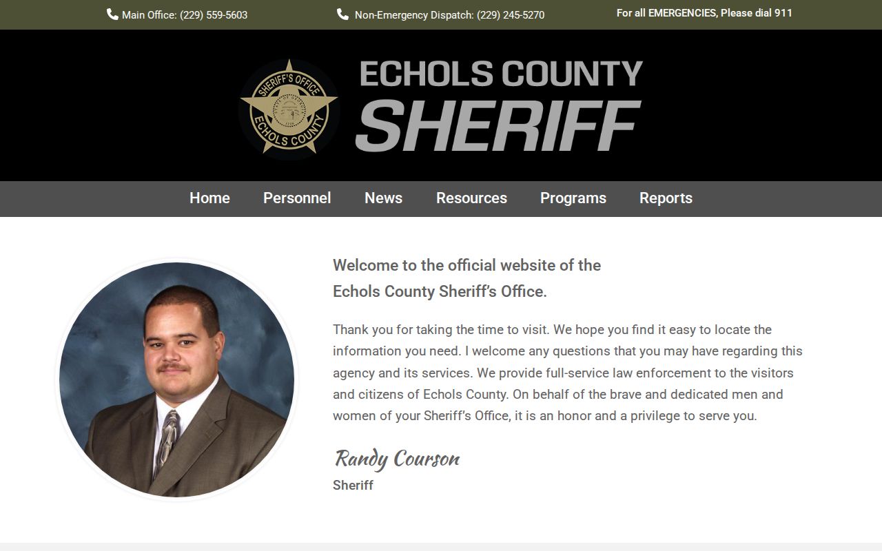 Echols County warrant records official sheriff contact page